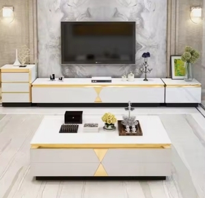 Living Room Golden Modern Design Furniture <b>Tv</b> <b>Stand</b> <b>and</b> <b>Coffee</b> <b>Table</b> With Marble Top - Product Image 6