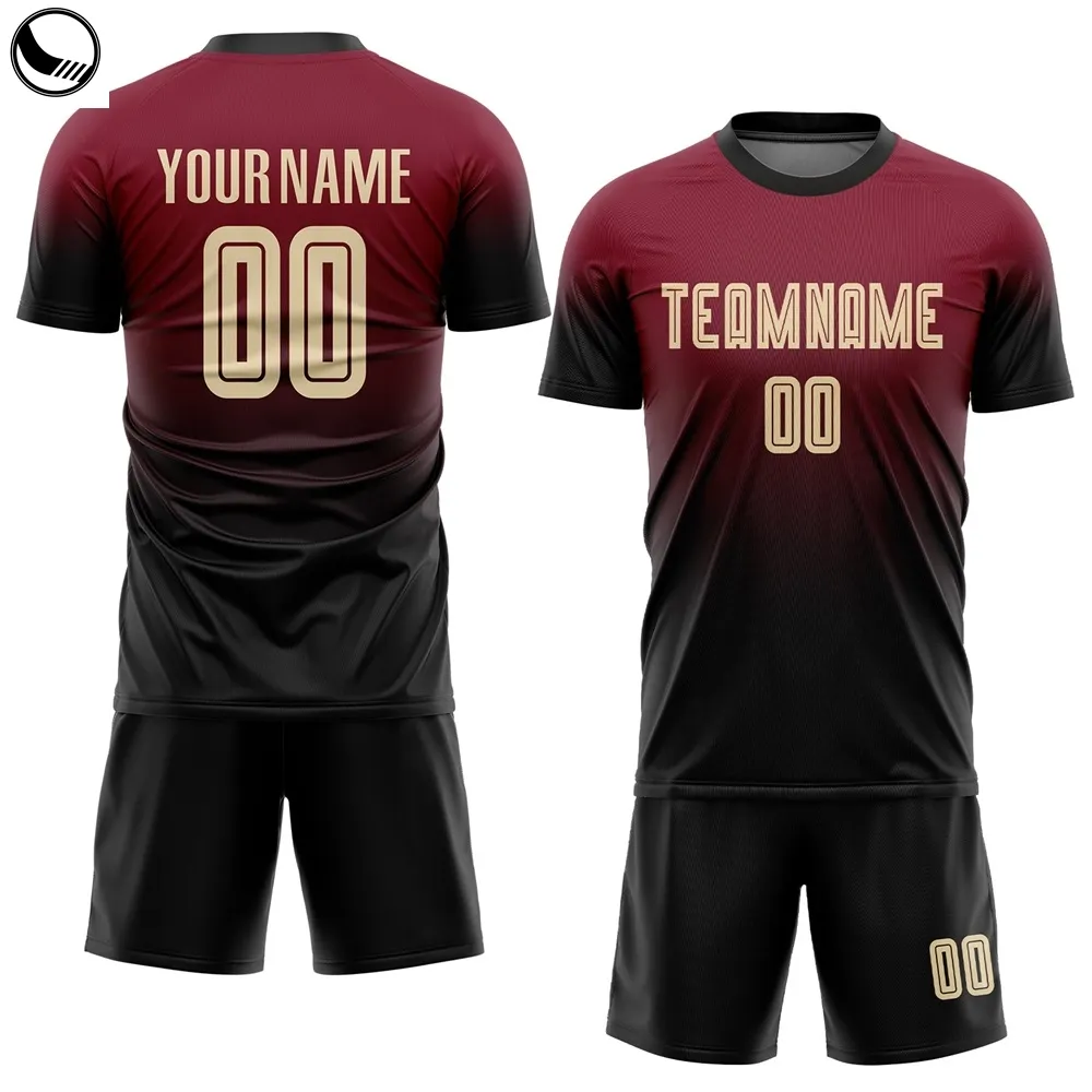 Fabricant de sublimation de football de sport cette saison, le client a conçu son propre maillot de football en tissu thaïlandais 2022/23