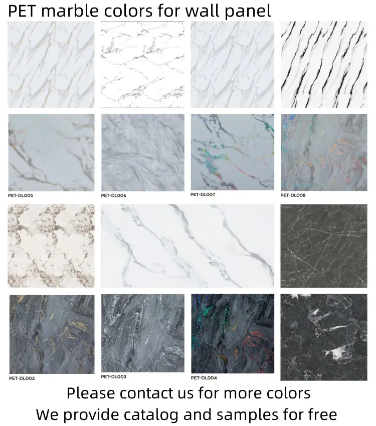 3D PVC Sheets PET Marble Type Wall Panel Fireproof Faux Stone Modern Hotel WPC Wall Panels Interior Boards Customized Size