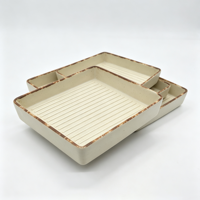 Assiette carrée rustique en mélamine sans BPA, écologique, résistante au lave-vaisselle, minimaliste, 7,5 pouces, pour fête japonaise, vente en gros