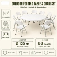 Table ronde pliante en plastique pour l'extérieur, table ronde blanche