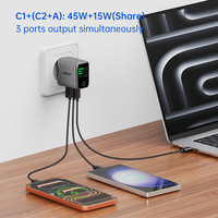Chargeur mural USB-C PD Gan portable Tommox 65W, chargeur rapide de type C pour ordinateur portable/tablette/téléphone Iphone iPad MacBook 65W Usb c Charger