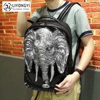 Sac à Bandoulière Éléphant en Silicone 3DPU pour Homme Sac à Dos d'Ordinateur à Fermeture Éclair Imperméable et Personnalité Cool en Polyester