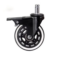 Roulettes rigides pivotantes de 3 pouces Roue de frein en PU Roulettes de plaque de chaise Roulettes de plaque de chaise Roulettes de mobilier de bureau industriel personnalisables