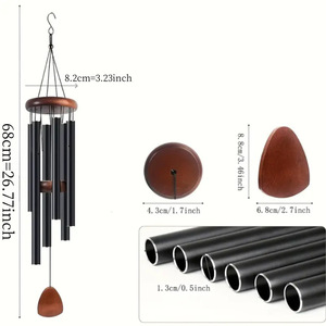 Campanas de Viento de Aluminio de 26 Pulgadas, 6 Tubos, Decoración Colgante para Exteriores, Adorno Moderno para Jardín, Regalo - Product Image 5