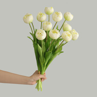 Bouquet de tulipes artificielles en PVC souple Shangchu, arrangement floral semi-fait main au toucher doux, décoration de mariage et de maison, 3 tulipes