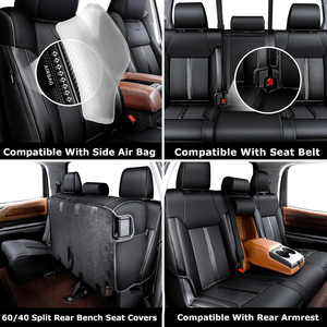 2014-2021 Toyota Tundra Çift Kabin CrewMax için Toptan Tam Kaplama Özel Deri Koltuk Kılıfları Tam Set Lüks - Product Image 2