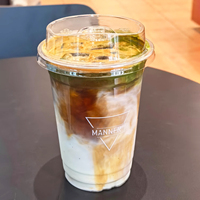 Gobelets en plastique PET à impression UV à paroi unique et logo personnalisé 8-32oz tasses à café glacées jetables transparentes avec couvercles vente en gros
