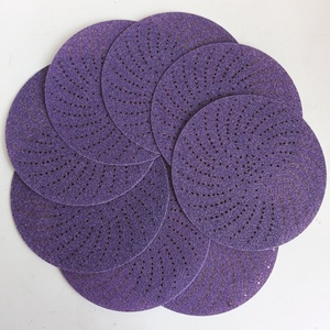 Papier abrasif céramique poreux brossé violet de 150 mm à 49 trous, adapté au ponçage à sec des automobiles. - Product Image 1