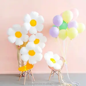 INS Daisy Flower Foil Balloons For Spring Or Summer Party Decorations Egg Six-petaled Flower Huge Mylar Balloon For Baby Shower