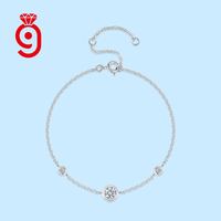 <strong>Best</strong> <strong>Selling</strong> 925Silver Moissanite Adjustable Bracelet with Three Round Moissanite Stones for Elegant Daily Wear Fashion Bracelet