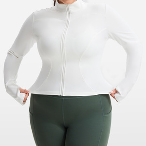 <span class=keywords><strong>Veste</strong></span> de <span class=keywords><strong>sport</strong></span> <span class=keywords><strong>grande</strong></span> <span class=keywords><strong>taille</strong></span>, haute élasticité, respirante, pour <span class=keywords><strong>femme</strong></span>, printemps, manches longues, fermeture éclair, ajustée, course à pied, fitness, yoga - Product Image 4