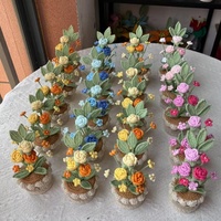 Tanaman Pot Bunga Baby's Breath Rajutan Tangan - Bunga Buatan dari Benang 3D yang Menyerupai Asli, Hadiah Sempurna untuk Baby Shower & Dekorasi Kamar Bayi