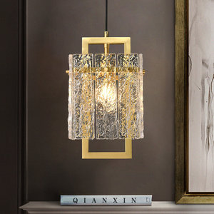 Luxury Glass Pendant <b>Light</b> Rectangle Shape <b>Led</b> Single Head Chandelier For Living Room Villa Hall Dining Room - Product Image 2