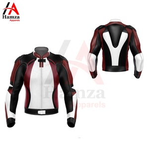 Unisex Black Red White Motorcycle Leather Jacket Front Zip Closure <b>Stand</b> Collar Colorblock Design Side Zip Pockets Windproof - Product Image 3