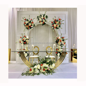 <span class=keywords><strong>Mesa</strong></span> de Comedor de Boda Moderna y Lujosa, <span class=keywords><strong>Mesa</strong></span> de Postre de Boda Semicircular de <span class=keywords><strong>PVC</strong></span> Blanco, <span class=keywords><strong>Mesa</strong></span> Principal para Decoración de Recepción de Bodas - Product Image 3