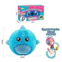 Mainan Bola Plush Tiup Lipat dengan Pompa Udara Manual, Mainan Hewan Kartun Boneka Tiup, Bola Pantul Plush untuk Bermain di Rumah