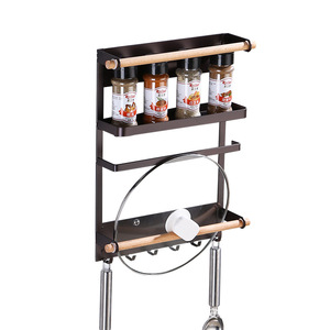 Japanese Style Magnetic Fridge Storage <b>Rack</b> Wall Mounted 4 Layers <b>Spice</b> Organizer With Paper Towel Holder <b>Kitchen</b> Hanger - Product Image 3