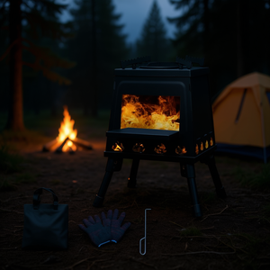 Estufa de Leña para Camping, 27x27x34cm, Portátil, para Aventuras al Aire Libre - Product Image 2