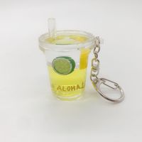 Porte-clés en acrylique en gros avec bulle de thé flottante et logo personnalisé imprimé pour cadeaux souvenirs de marque