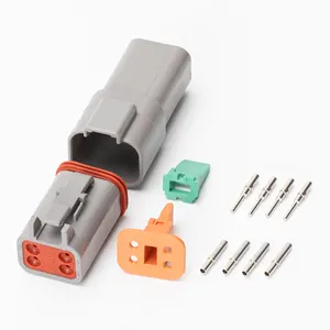 Deutsch DT Series 4 Way 4 Pins Male Grey Waterproof Connectors with Stamped Contacts and Seal Plug For Truck Agriculture,Marine