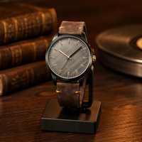 Montre à quartz personnalisée OEM pour homme, bracelet en cuir de luxe, boîtier en alliage, étanche 3ATM, mouvement japonais, vente en gros d'usine