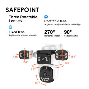 Telecamera di <span class=keywords><strong>Sicurezza</strong></span> SAFEPOINT con Quattro Obiettivi, Doppio Braccio PTZ, WiFi, Impermeabile per Esterni, 1080P, Tracciamento AI, Visione Notturna a Colori, Allarme - Product Image 3