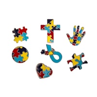 Broche en émail colorée en forme de pièce de puzzle, thème sensibilisation à l'autisme, motifs Cœur, Croix, Main, pour revers, sac à dos, vêtements, cadeau de sensibilisation