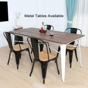 <span class=keywords><strong>Silla</strong></span> de Comedor de Metal Estilo Industrial Vintage, Apilable, de Hierro, con Cojín de <span class=keywords><strong>Madera</strong></span> Antigua Blanca, para Restaurante o Bar - Product Image 6