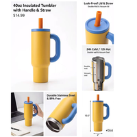 Vaso Stanleyyem de 40 oz con Asa, Taza de Acero con Aislamiento al Vacío, Precio de Fábrica, Logotipo Personalizado, Venta al Por Mayor