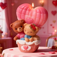 Moule à bougie en cire en forme d'ours montgolfière cœur de Cupidon DM1311, bricolage, résine époxy, artisanat, plâtre, ornement de bureau pour la Saint-Valentin