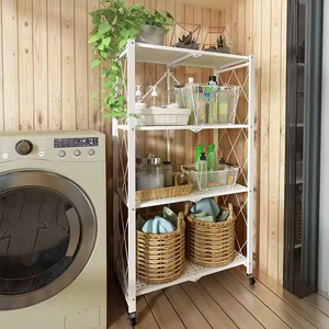 Étagère de Rangement Pliable à 5 Niveaux avec Roulettes, en Acier au Carbone, pour Cuisine, Séchage, Rangement de Vêtements et Utilisation en <span class=keywords><strong>Garage</strong></span> - Product Image 5