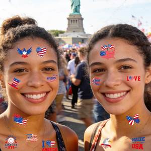 Tatuajes Temporales con la Bandera Estadounidense para el 250 Aniversario de EE. UU. en 2026, Pegatinas Faciales para Fanáticos del Fútbol Americano - Product Image 1