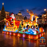 Grande Lanterne Artisanale en Soie en Forme de Traîneau du Père Noël avec Rennes pour Décoration Extérieure de Fêtes Western et Places Publiques