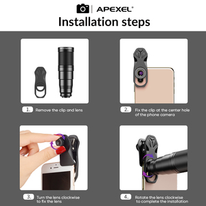 Apexel Nouveau Kit d'objectif de <span class=keywords><strong>télescope</strong></span> 22X amélioré-22x <span class=keywords><strong>télescope</strong></span>/10 pièces Kit d'objectif supplémentaire objectif de caméra téléobjectif pour téléphone portable - Product Image 5