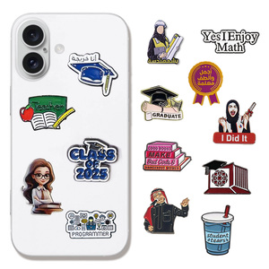 Entrega Rápida: Pegatinas Metálicas Esmaltadas para Teléfono con Temática de <span class=keywords><strong>Profesor</strong></span> y Graduación, Calcomanías Divertidas para Teléfono con Dijes Académicos, Regalo para Educadores - Product Image 4