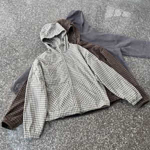 Vestes d'extérieur personnalisées pour hommes, de haute qualité, en coton 100%, à carreaux, à double couche, zippées, respirantes, réversibles, à capuche - Product Image 1