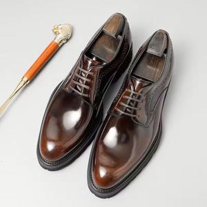 Nouvelles Chaussures Habillées Modernes en Cuir Véritable Façonnées à la Main, Imperméables et à Lacets pour Hommes – Idéales pour les Fêtes Formelles d'Automne, les Mariages et les Affaires - Product Image 2