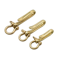Porte-clés en laiton en forme de U doré, robuste, avec mousqueton et clip de poche, pour ceinture, idéal pour clés de voiture et porte-clés métalliques.