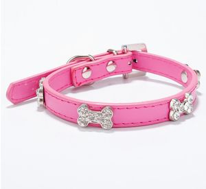 Collar de cuero de PU de color sólido para ladridos de perro con encantador accesorio de hueso correas y collares para mascotas - Product Image 4