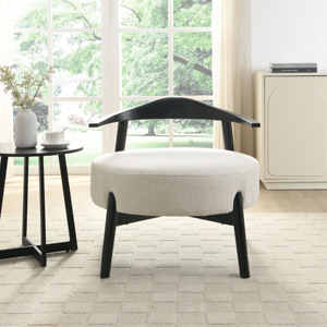 Upholstered Durable Elegant Leisure Chair Modern Fabric Accent <b>Armchair</b> for Living Room Bedroom Sunroom-Beige - Product Image 2