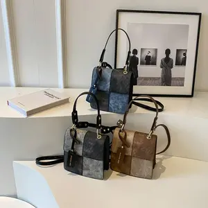 2024 Fashion London Bag Stitching High Quality Pu Leather Hand Bags New Women's Shoulder Bag