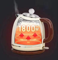 Bouilloire électrique rétro de 1,8 L, double paroi en acier inoxydable, carafe à eau chaude, température pour usage domestique et hôtelier, fabriqué en Chine