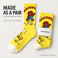 Chaussettes personnalisées OEM pour adultes, chaussettes d'automne en polyester/nylon/coton/bambou/laine, résistantes aux déchirures, sans couture, impression numérique 360° complète