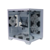 Boîtier PC Gaming MANMU Mid Tower MicroATX avec fenêtre latérale, construction en acier et alliage d'aluminium, moule privé en stock