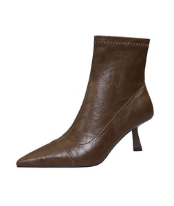 Bottines à talon fin et bout pointu rétro 2025, polyvalentes et élastiques - Product Image 3