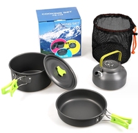 Ensemble d'ustensiles de cuisine de camping portables en aluminium anodisé de qualité supérieure, compatible avec les cuisinières à gaz, poêles à frire, capacité 1-2L