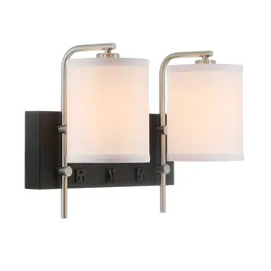 Factory Hot Sell Hotel Wall Sconce Fabric Shade Modern Headboard Reading Wall Lamp Light with Outlet