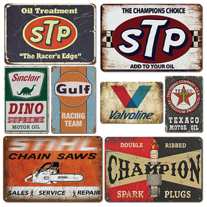 Ensemble de panneaux métalliques vintage rétro sur le thème du gaz, de l'huile, des garages et des tronçonneuses, décoration murale rétro pour garage, atelier et <span class=keywords><strong>man</strong></span> cave - Product Image 4