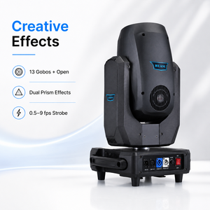 Projecteur à tête mobile 250W 8R Beam 18CH DMX512 16 bits Pan 540 °   Inclinaison 250 °   Prisme Gobo Frost CRI90 IP20 pour Concerts, Clubs, Théâtres - Product Image 2